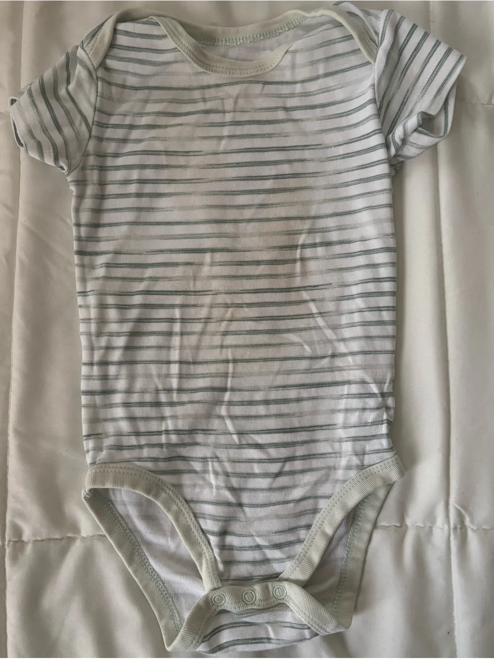 White Bodysuit with Light Green Stripes